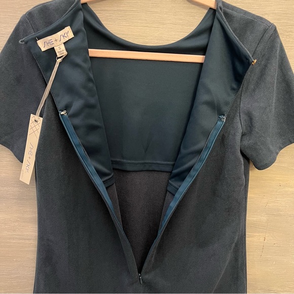 SHE + SKY Teal Tunic Dress Size Small Large Front Pockets Short Sleeve NWT - Picture 7 of 9